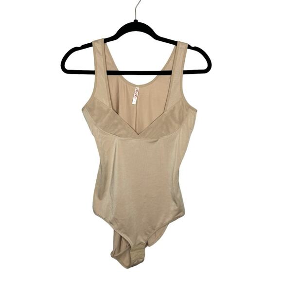IZOD / tan nude plunge shape wear tank bodysuit / XL - Picture 1 of 9